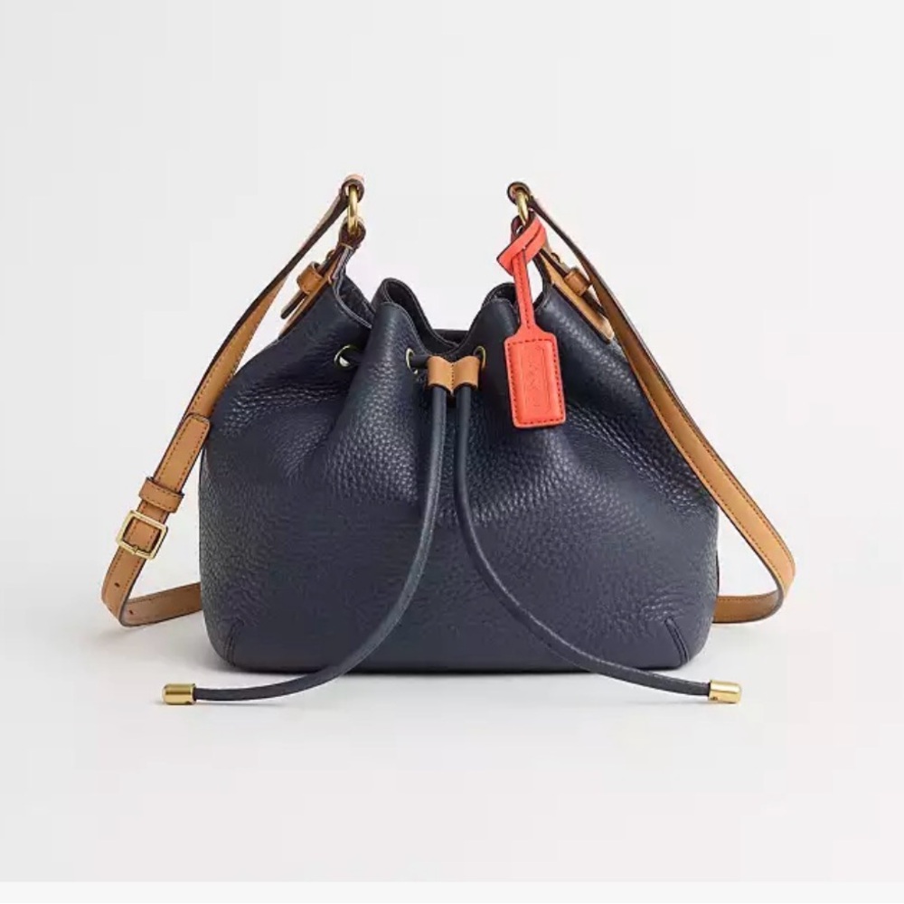 Coach Legacy Pebble Leather Drawstring Bucket Navy Bag